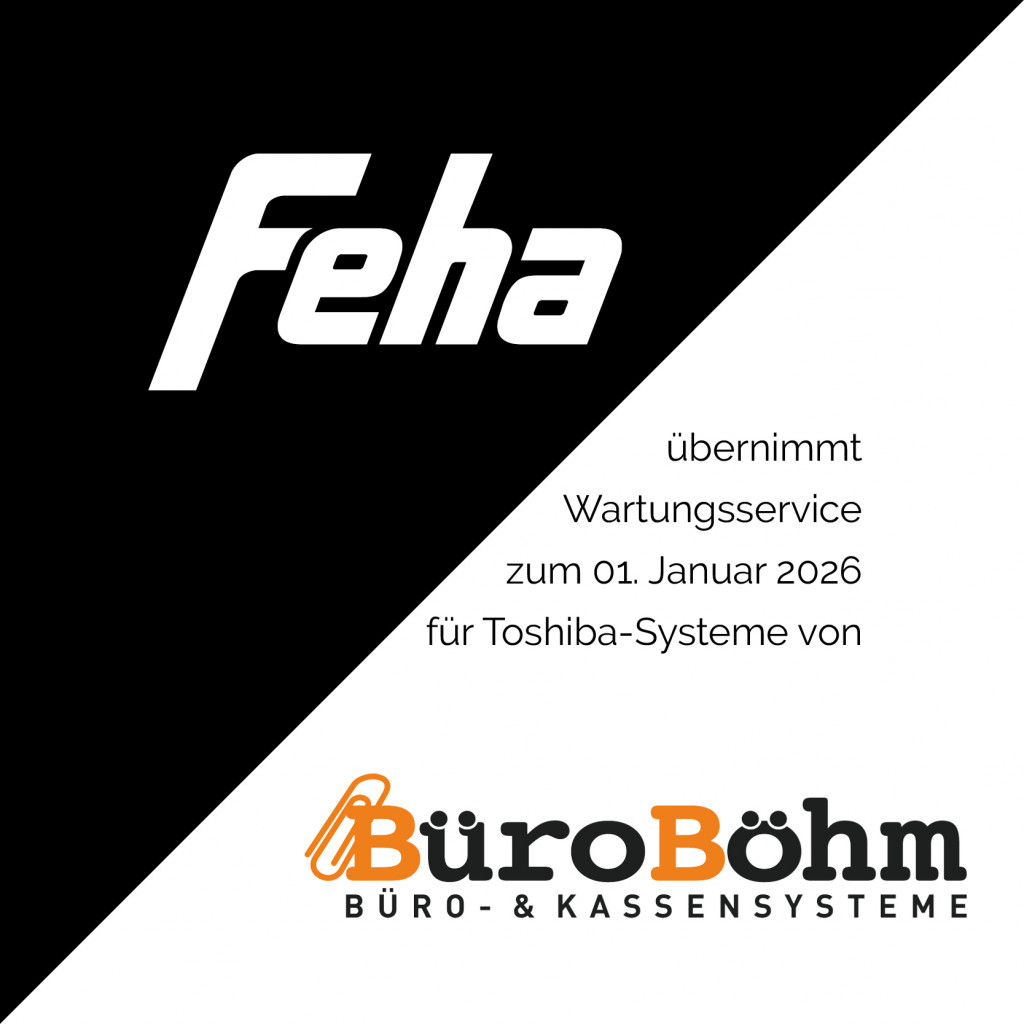 Zum 01.01.2026 übernimmt die Feha die Wartungs- und Serviceverträge sowie die vertriebliche Betreuung für Toshiba-Systeme der Firma Böhm. Der technische Service wird künftig über die Niederlassung in Biberach organisiert und von erfahrenen Servicetechnikern durchgeführt.